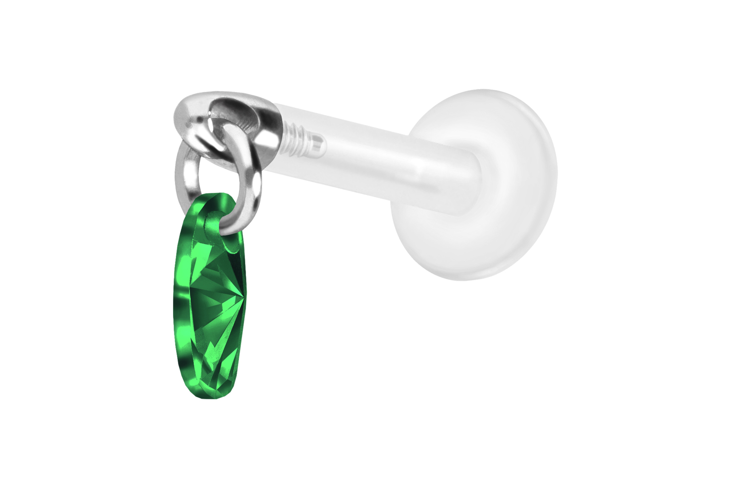 PTFE Labret Piercing mit Innengewinde + Titan-Aufsatz KRISTALLOVAL